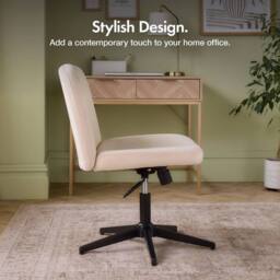 FLAVORA VonHaus Cream Velvet Home Office Desk Chair - Size: 0.6m2 - thumbnail 5