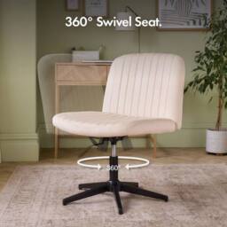 FLAVORA VonHaus Cream Velvet Home Office Desk Chair - Size: 0.6m2 - thumbnail 6
