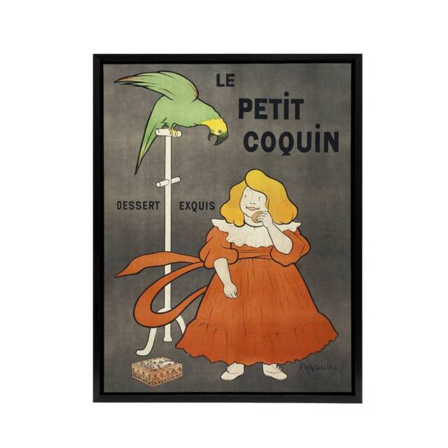 "Artery8 Petit Coquin Biscuit Vintage Ad Framed Canvas Wall Art Print Cappiello in Green - Size: W12"" x H16""" - image 1