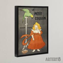 "Artery8 Petit Coquin Biscuit Vintage Ad Framed Canvas Wall Art Print Cappiello in Green - Size: W12"" x H16""" - thumbnail 2