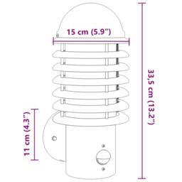 Berkfield Home Outdoor Wall Light with Sensor Silver Stainless Steel - thumbnail 7