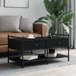 Berkfield Home Decorative Coffee Table Black 99x50x50 cm Engineered Wood - Size: 99 x 50 x 50 cm - thumbnail 2