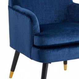 Havendro Blue Velvet Padded Accent Armchair Gold Tip Feet - thumbnail 4