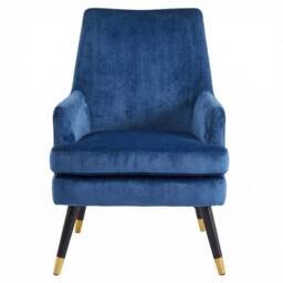 Havendro Blue Velvet Padded Accent Armchair Gold Tip Feet - thumbnail 3