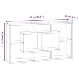 Berkfield Home Wall Display Shelf 8 Compartments Smoked Oak in Brown - thumbnail 8