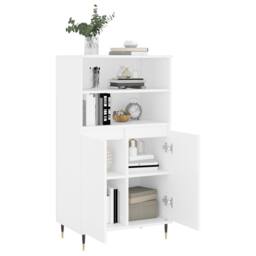 Berkfield Home Highboard White 60x36x110 cm Engineered Wood - Size: 60 x 36 x 110 cm - thumbnail 4