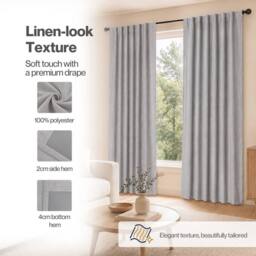 KORVIXA 100% Blackout Curtains Thermal Linen in Grey - Size: 100 cm - 150 cm - thumbnail 4