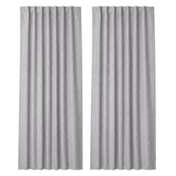 KORVIXA 100% Blackout Curtains Thermal Linen in Grey - Size: 100 cm - 150 cm - thumbnail 1