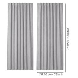 KORVIXA 100% Blackout Curtains Thermal Linen in Grey - Size: 100 cm - 150 cm - thumbnail 2