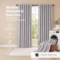 KORVIXA 100% Blackout Curtains Thermal Linen in Grey - Size: 100 cm - 150 cm - thumbnail 5