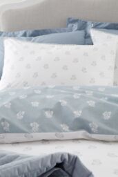 Bianca Esme Floral 200 Thread Count Cotton Reversible Duvet Cover Set in Blue - Size: Super King - thumbnail 3