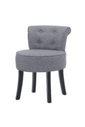 Light Grey Linen Upholstered Vanity Stool Dressing Chair - thumbnail 1
