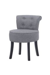 Light Grey Linen Upholstered Vanity Stool Dressing Chair