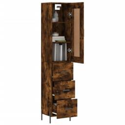 Berkfield Home Highboard Smoked Oak 34.5x34x180 cm Engineered Wood in Brown - thumbnail 1