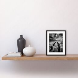 "Artery8 Wall Art Print Pier Ruins Black & White Dramatic Coastal Photo Artwork Framed 9X7 Inch - Size: W7"" x H9""" - thumbnail 2