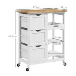 STILVORA Kitchen Island Cart with Drawers & Shelves in White - thumbnail 3