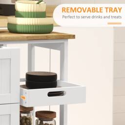 STILVORA Kitchen Island Cart with Drawers & Shelves in White - thumbnail 6