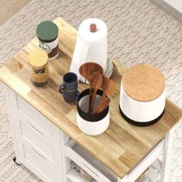 STILVORA Kitchen Island Cart with Drawers & Shelves in White - thumbnail 8