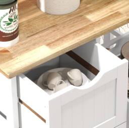STILVORA Kitchen Island Cart with Drawers & Shelves in White - thumbnail 9