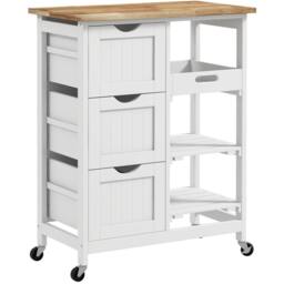 STILVORA Kitchen Island Cart with Drawers & Shelves in White - thumbnail 4