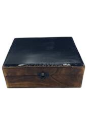 KDMD Elegant Black Ceramic & Wood Storage Box - 20x15x7.5cm - Size: 20x15x7.5 cm - thumbnail 1