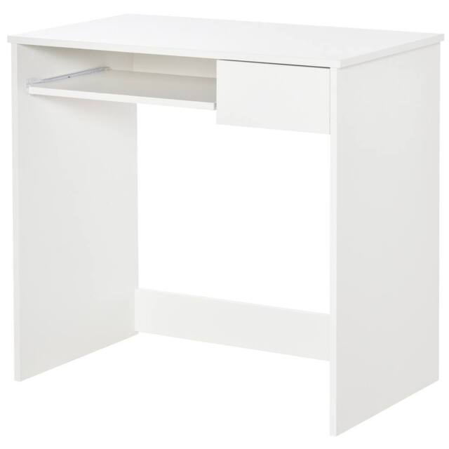 ERGOVEXA 80cm Compact Computer Desk with Keyboard Tray, White - image 1