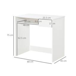 ERGOVEXA 80cm Compact Computer Desk with Keyboard Tray, White - thumbnail 2