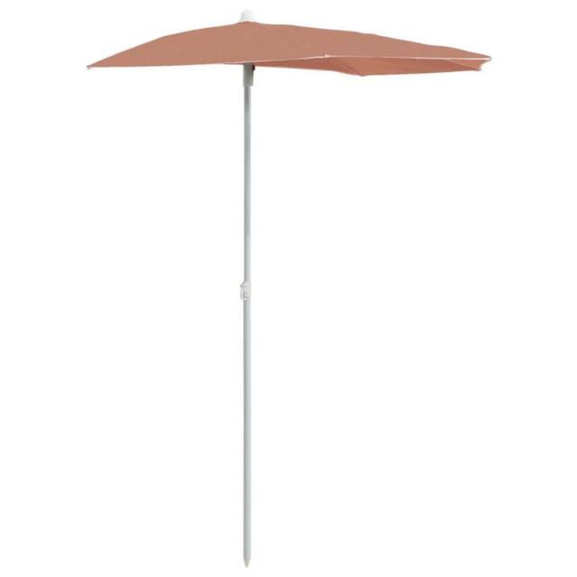Berkfield Home Garden Half Parasol with Pole 180x90 cm Terracotta - image 1