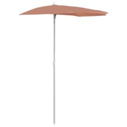 Berkfield Home Garden Half Parasol with Pole 180x90 cm Terracotta - thumbnail 1