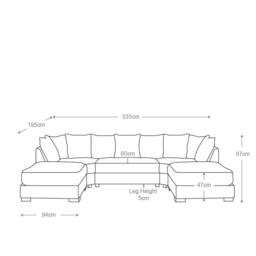 Furniture 786 Bishop Scatter Back Large Jumbo cord U shaped Sofa in Black - thumbnail 3