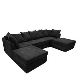 Furniture 786 Bishop Scatter Back Large Jumbo cord U shaped Sofa in Black - thumbnail 2
