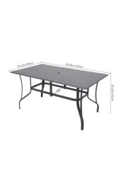 H&O Direct Garden Metal Slatted Coffee Table & Four Chairs in Black - thumbnail 5