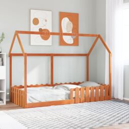 Berkfield Home Kids' House Bed Frame without Mattress Wax Brown 90x200 cm - thumbnail 1