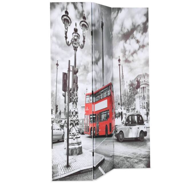Berkfield Home Folding Room Divider 120x170 cm London Bus Black & White - image 1