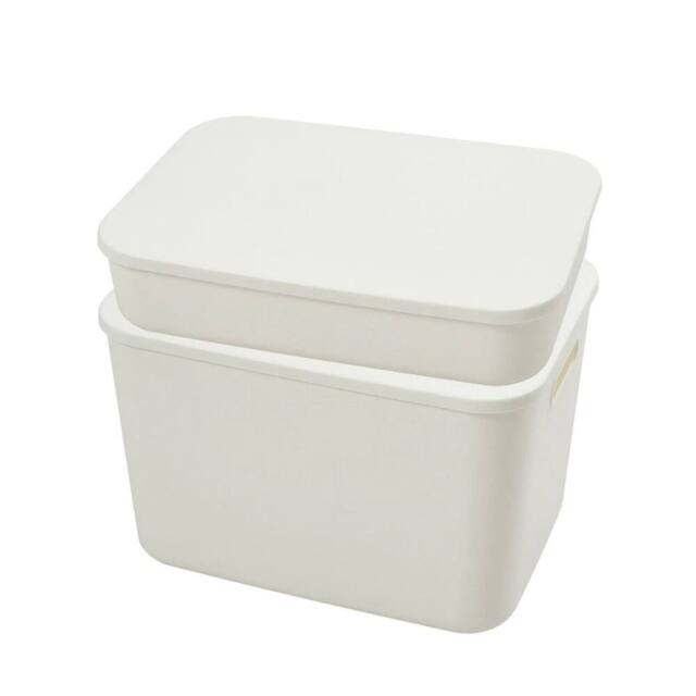 EONLION 2PCS(L+XL) Plastic Storage Boxes with Lids in White - Size: 500mm - image 1