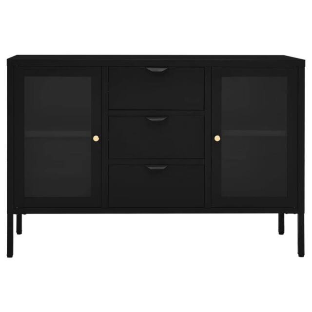 Berkfield Home Sideboard Black 105x35x70 cm Steel & Tempered Glass - Size: 105 x 35 x 70 cm - image 1