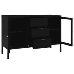 Berkfield Home Sideboard Black 105x35x70 cm Steel & Tempered Glass - Size: 105 x 35 x 70 cm - thumbnail 6