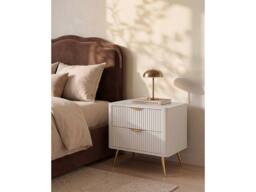 Vente-unique Set Of 2 Bedside Tables With 2 Drawers - Beige & Gold - ELONARIA
