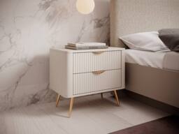 Vente-unique Set Of 2 Bedside Tables With 2 Drawers - Beige & Gold - ELONARIA - thumbnail 5