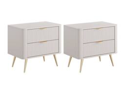 Vente-unique Set Of 2 Bedside Tables With 2 Drawers - Beige & Gold - ELONARIA - thumbnail 2