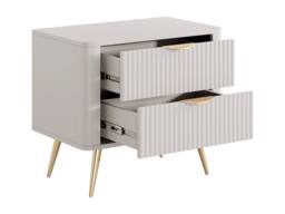 Vente-unique Set Of 2 Bedside Tables With 2 Drawers - Beige & Gold - ELONARIA - thumbnail 8