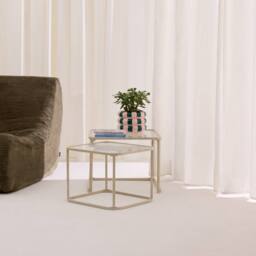 sweeek Set of 2 nesting tables metal & ribbed glass in Off-White - thumbnail 1