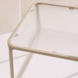 sweeek Set of 2 nesting tables metal & ribbed glass in Off-White - thumbnail 7