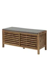 Home Source Luna Shoe Bench Storage Cabinet With Cushion Padded Seat Sliding Doors in Brown - thumbnail 2