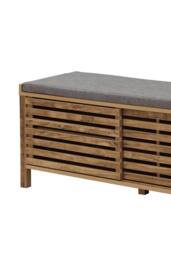 Home Source Luna Shoe Bench Storage Cabinet With Cushion Padded Seat Sliding Doors in Brown - thumbnail 3