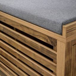 Home Source Luna Shoe Bench Storage Cabinet With Cushion Padded Seat Sliding Doors in Brown - thumbnail 7