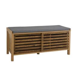 Home Source Luna Shoe Bench Storage Cabinet With Cushion Padded Seat Sliding Doors in Brown - thumbnail 8