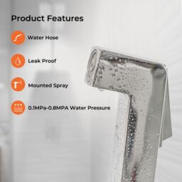 Geepas Hand Held Toilet Bidet Sprayer Water Hose & Mounted Sprayer Holder Included in Silver - thumbnail 2