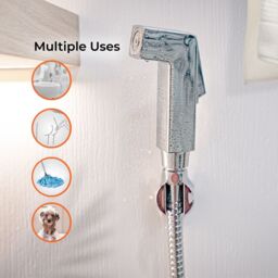 Geepas Hand Held Toilet Bidet Sprayer Water Hose & Mounted Sprayer Holder Included in Silver - thumbnail 5