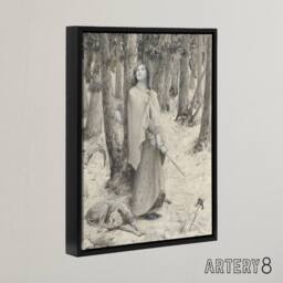 "Artery8 Luc Olivier Merson Joan of Arc Hearing the Voices Framed Canvas Art in Grey - Size: W12"" x H16""" - thumbnail 2